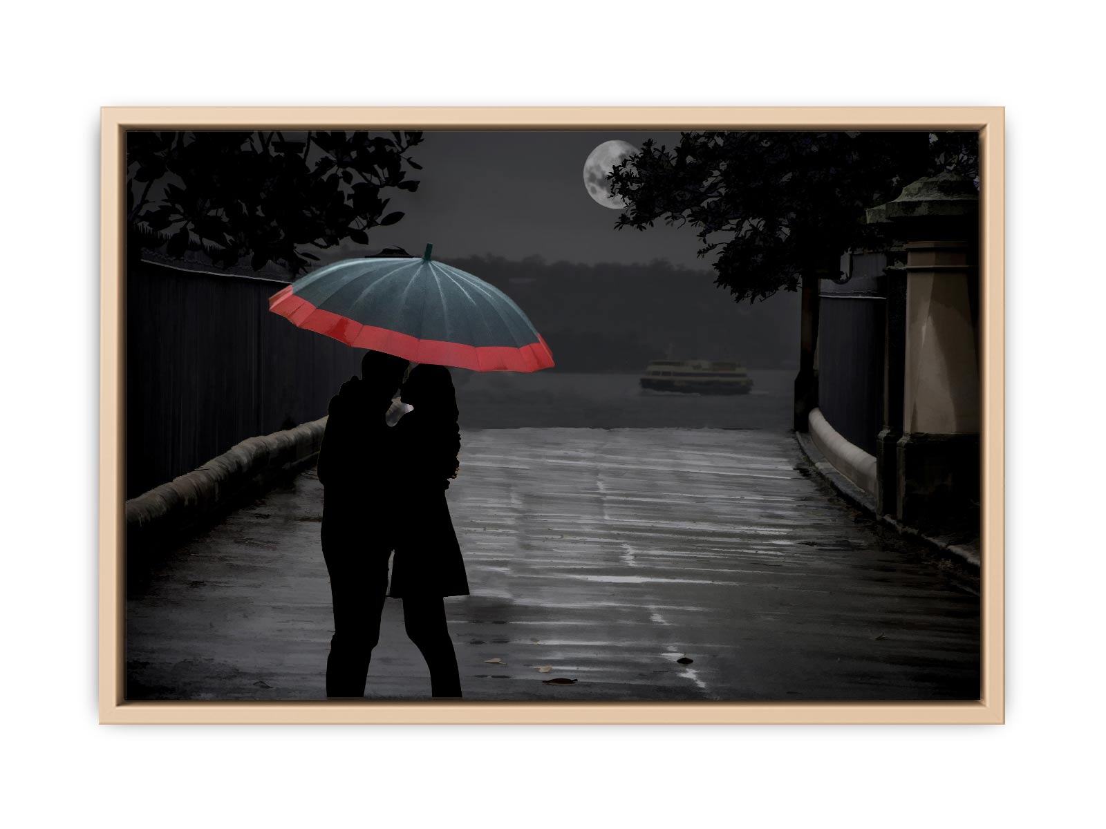 Grey Couple Umbrella Painting 