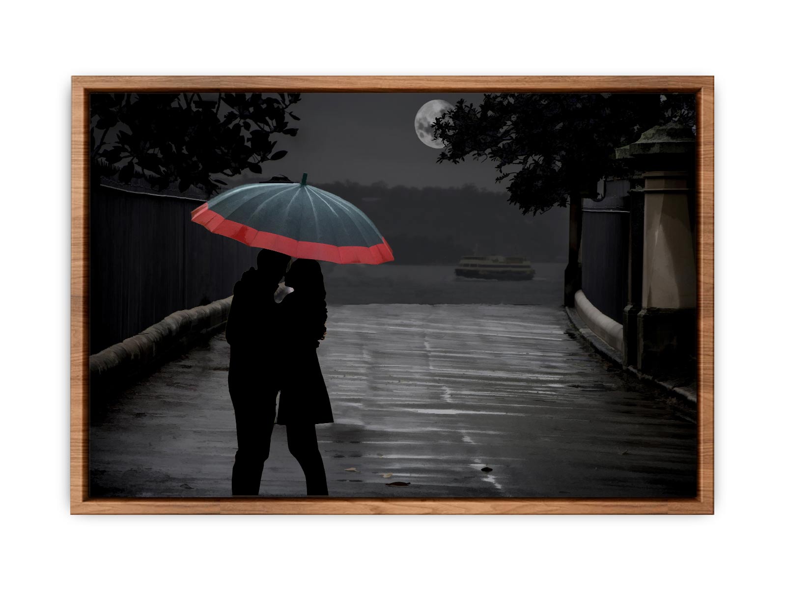 Grey Couple Umbrella Painting 