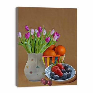 Flower Plate Still Life Painting 