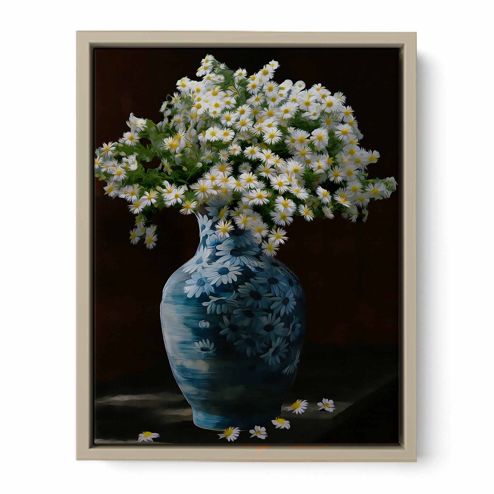 White Yellow Flower Still Life Painting 