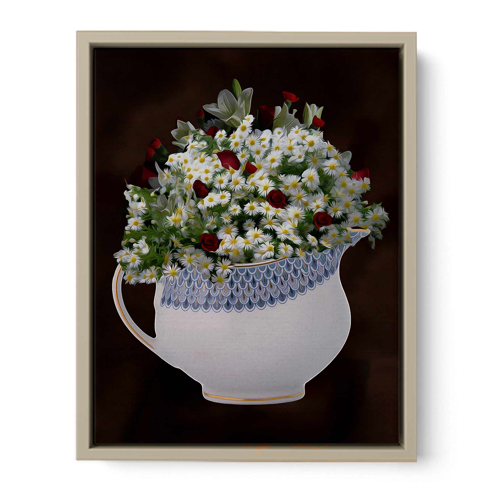 White Yellow Flowers  Painting 