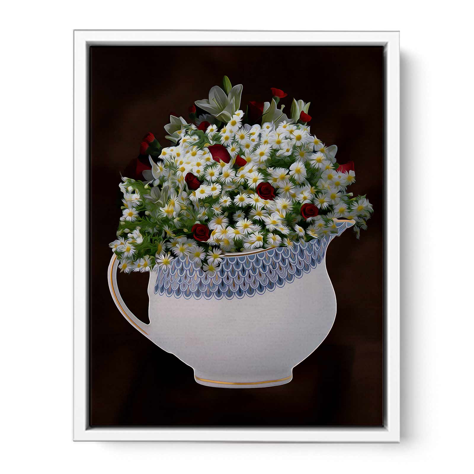 White Yellow Flowers  Painting 