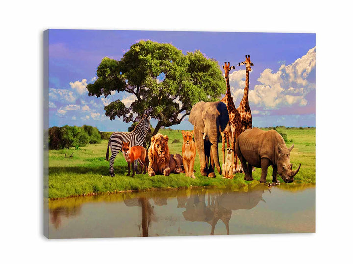 Animal Group Tree Painting 