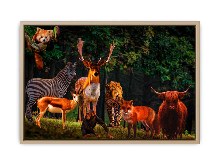 Brown Animal Group Painting 