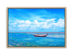 Blue Sea  Boat Painting 