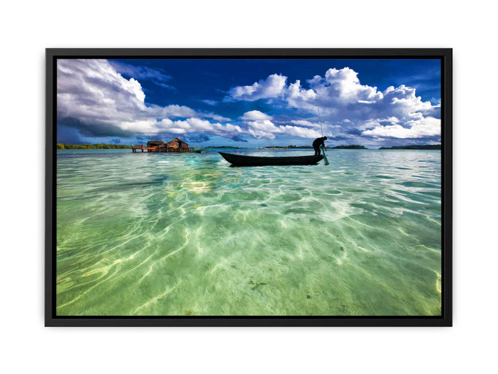 Fishing Man Boat Painting 
