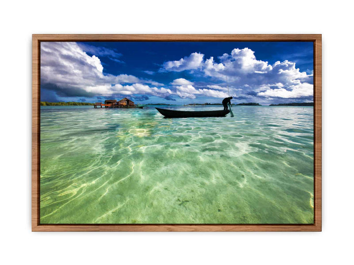 Fishing Man Boat Painting 