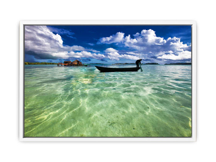 Fishing Man Boat Painting 