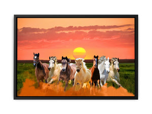 Seven Horse Painting with sunrise 