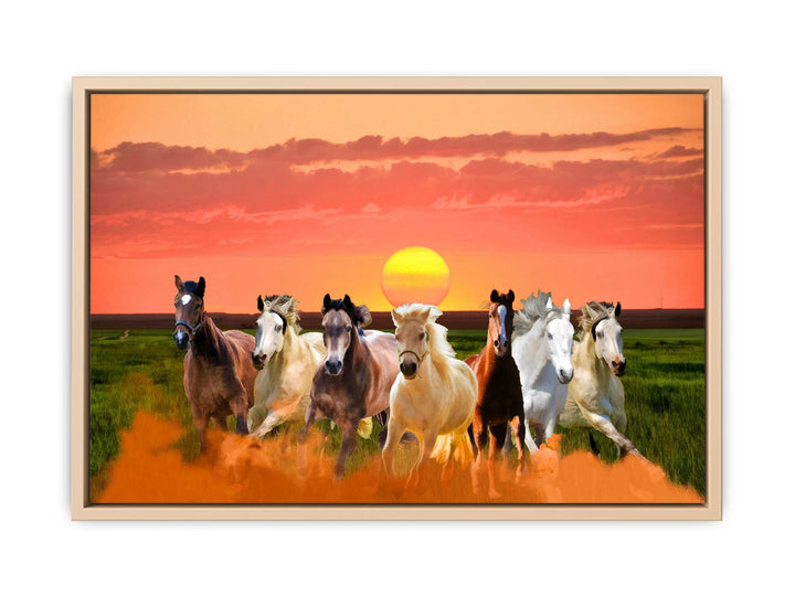 Seven Horse Painting with sunrise 