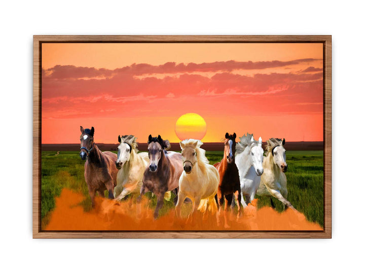 Seven Horse Painting with sunrise 