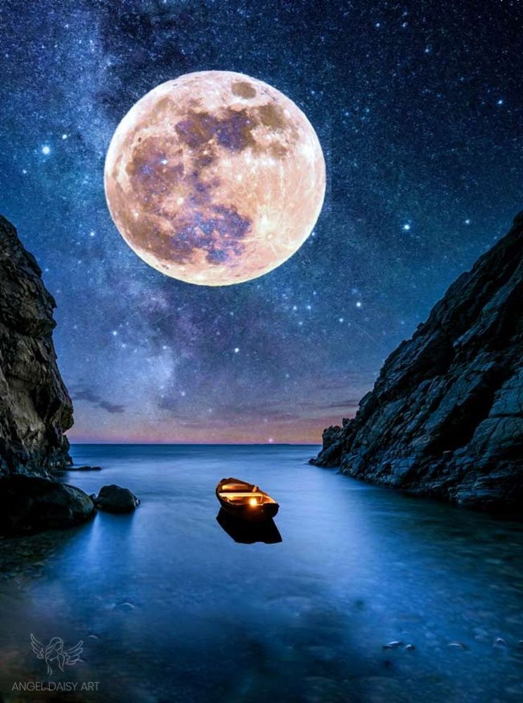 Moon on Beach Painting