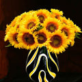 Sunflower Vase Yellow And Black Painting