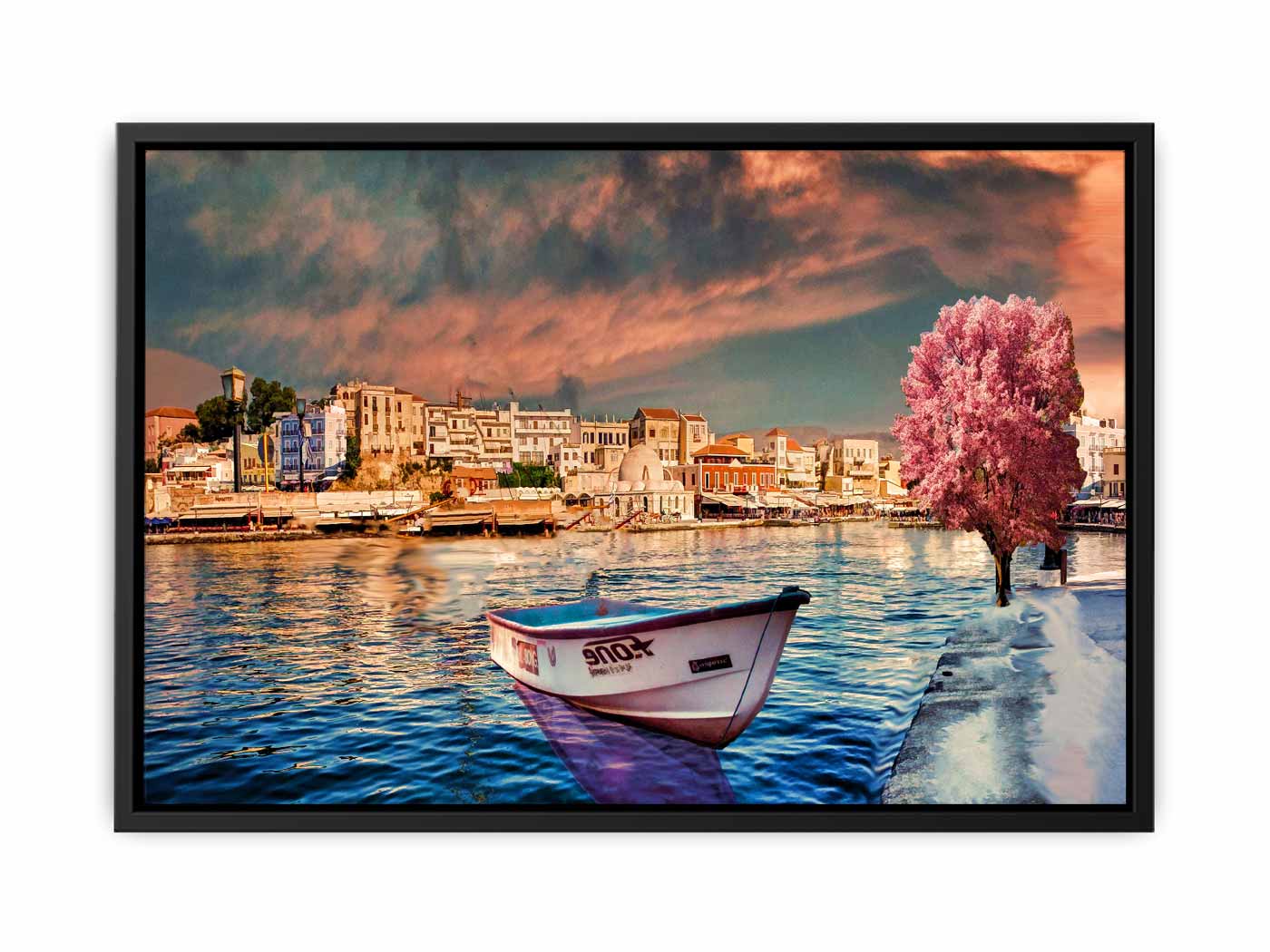 Pink Tree  Boat Painting 