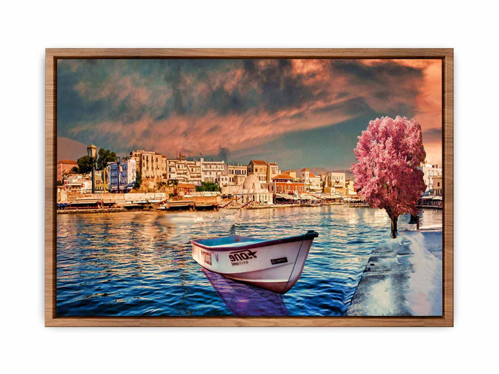 Pink Tree  Boat Painting 