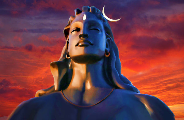 Adiyogi Shiva Red Painting