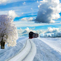 Winter Snow Train Painting