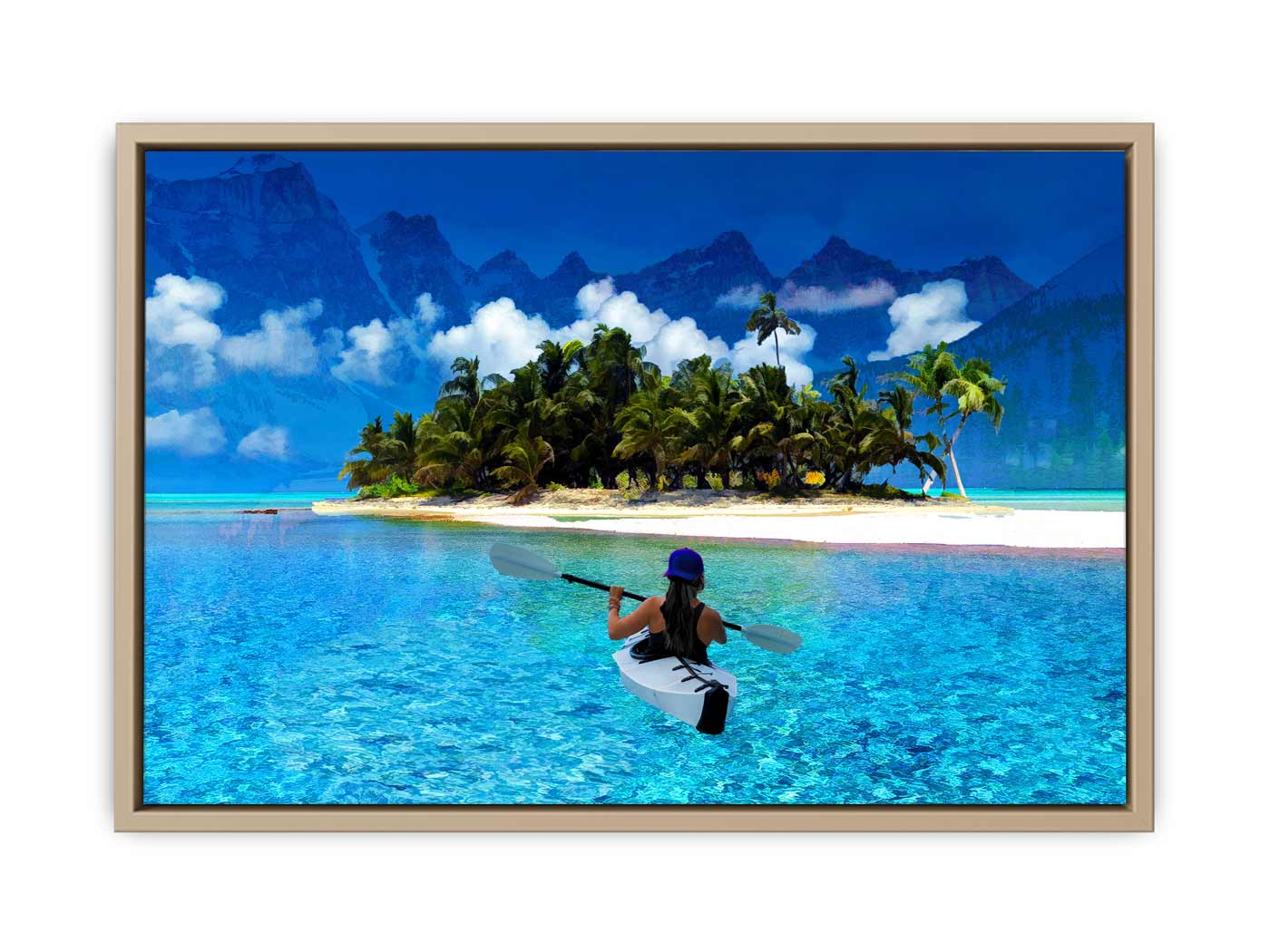 Women Mountain Boat Painting 