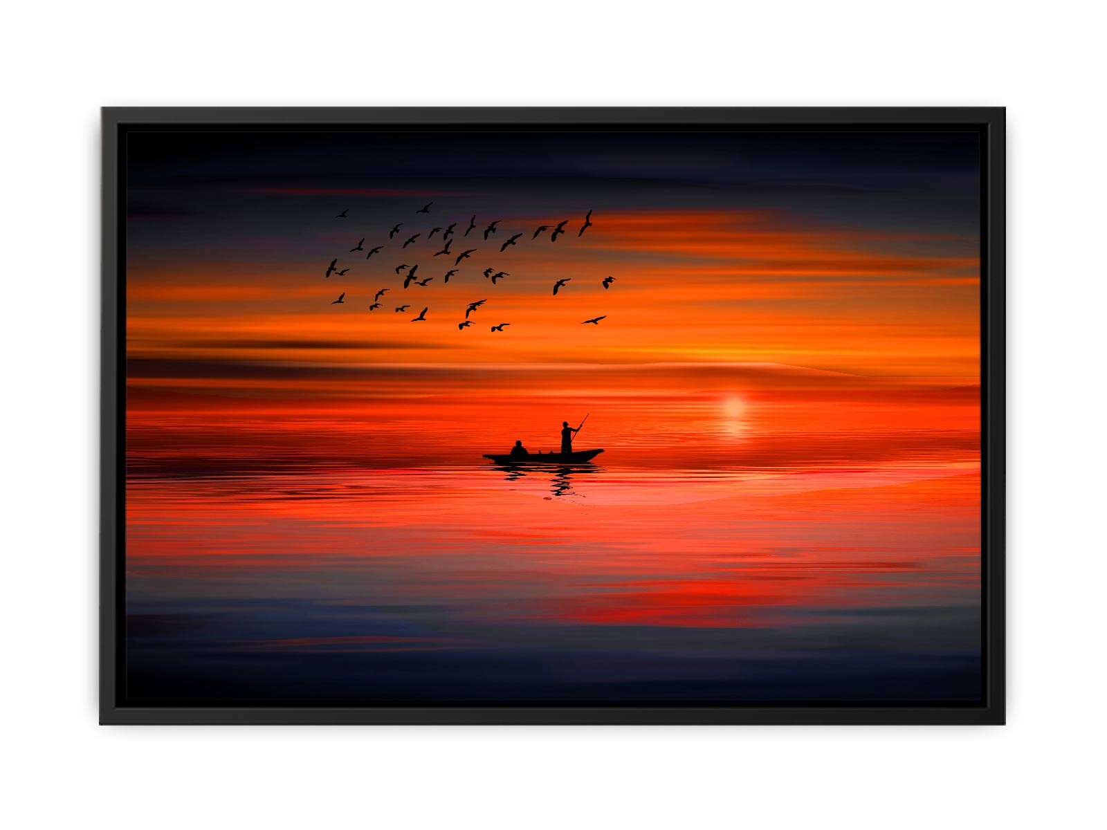 Bird Sunrise Boat Painting 