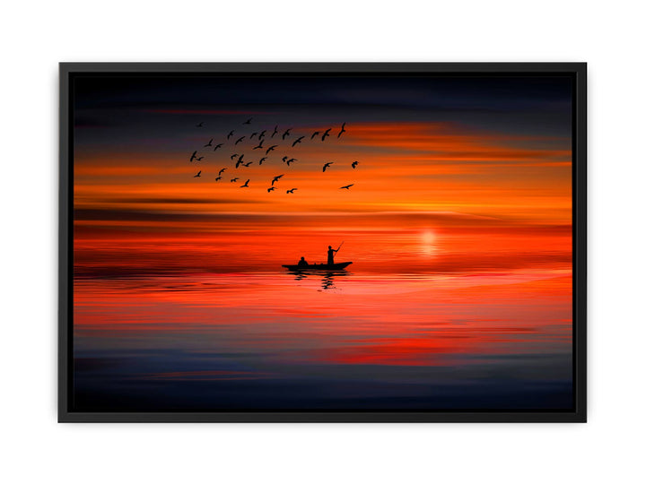 Bird Sunrise Boat Painting 