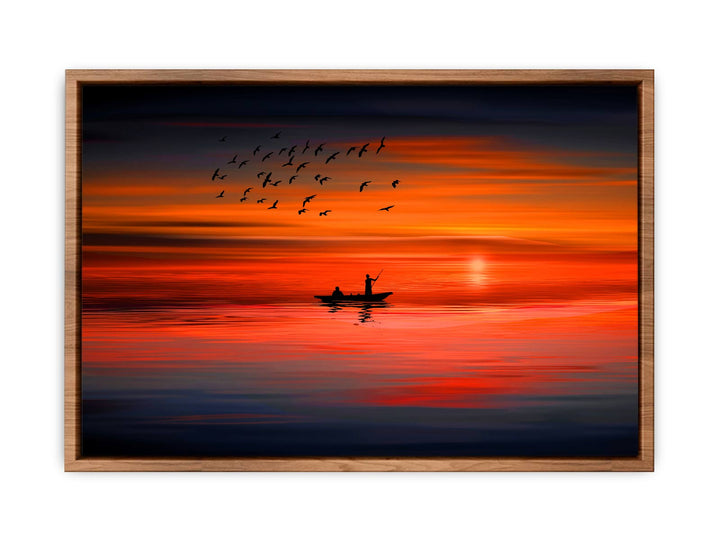 Bird Sunrise Boat Painting 