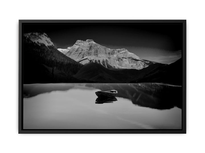 Black and White lake and Boat Painting 