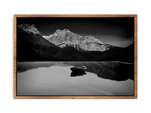 Black and White lake and Boat Painting 