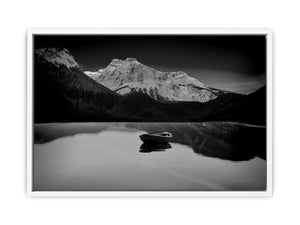 Black and White lake and Boat Painting 
