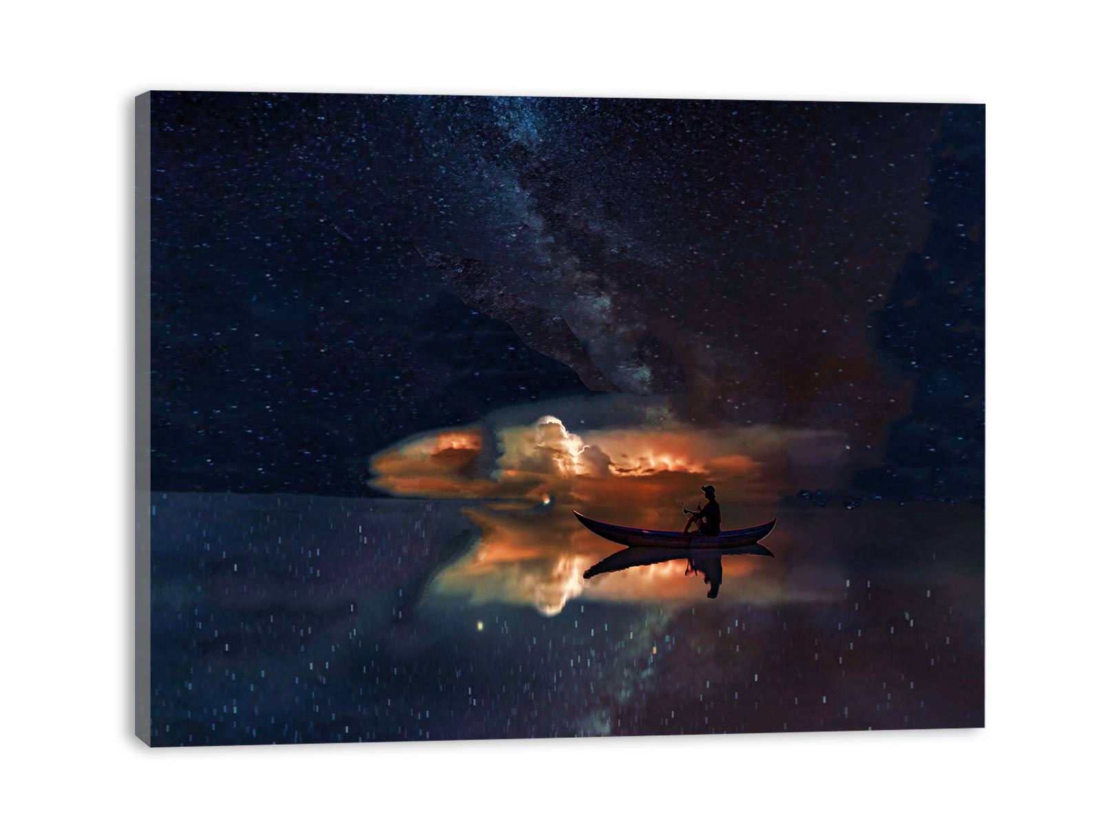 Man Boat  Galaxy Universe Painting 