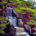 Tree Vertical Waterfall Painting 