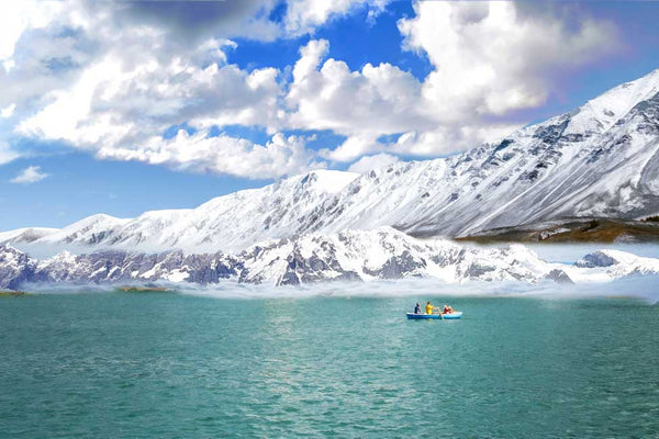 Mountains Boat Painting