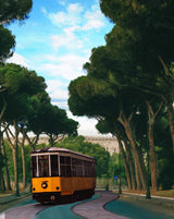 Tram Under  Tree Vintage  Painting artwork preview