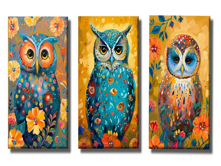 Owl  3 Piece  Art Set
